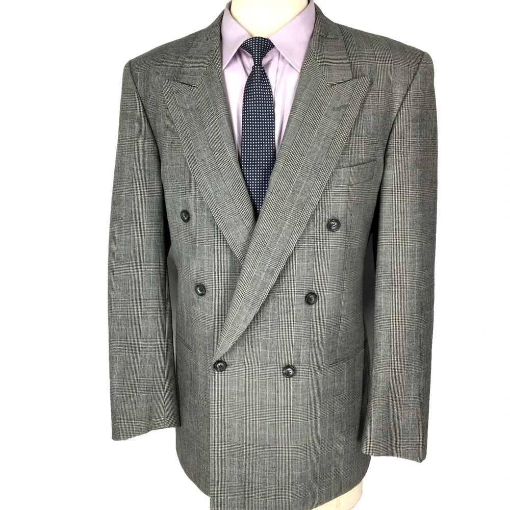 42L Malibu Clothes Beverly Hills Mens Vintage Double Breasted Wool Suit Pants 36